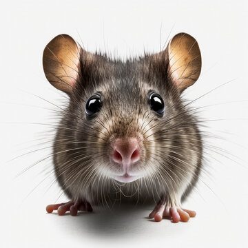 Close up of rat on white background. Generative AI.