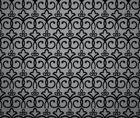 Flower geometric pattern. Seamless vector background. Black and gray ornament. Ornament for fabric, wallpaper, packaging. Decorative print