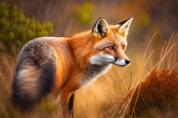 Picture of a wild red fox. Generative AI