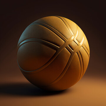 An image of basketball ball on dark background. Generative AI.