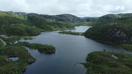 Mountainous landscape and fjord, Norway