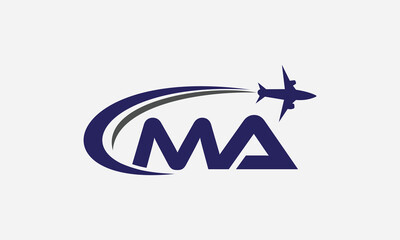 Tour and travel logo design, Airline agency symbol and aviation company monogram logo vector with letters