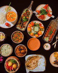 A Creative Photo of A Indian Food on the Table, Delicious Indian Cuisine on the Table