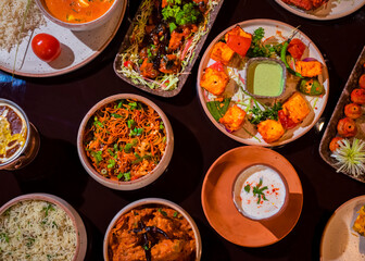 A Creative Photo of A Indian Food on the Table, Delicious Indian Cuisine on the Table