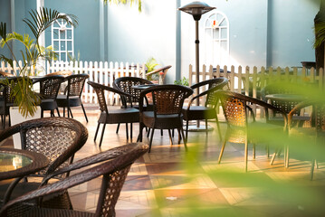 table and chairs in the garden