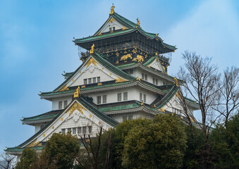 大阪城　青空バックグラウンド