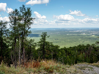 beautiful view of the wooded Ural mountains