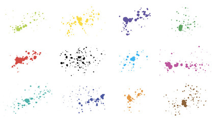 Overlay, elements of paint ink splatter, set. Vector illustration