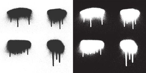 Spray Paint Drip Textures Vector Black and White Background
