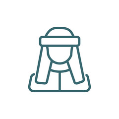 arab man icon. Thin line arab man icon from islamic and ramadan collection. Outline vector isolated on white background. Editable arab mansymbol can be used web and mobile