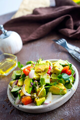 cucumber and avocado salad with lemon and Fresh sunflower sprouts Lenten meal