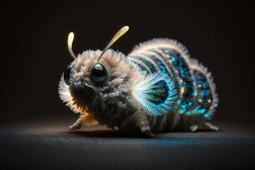 Mystical glowing insect or microorganisms. Isolated on blurred background. Stunning animals in nature travel or wildlife photography made with Generative AI