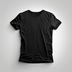 Black blank T-shirt template, T-shirt mockup, natural shape on invisible mannequin, for your design mockup for print. Generative AI