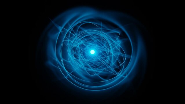 Atomic core structure 3d rendering animation.
