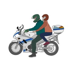 a man and a woman ride a motorcycle