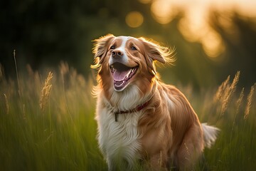 Dog Outdoors, a beautiful energetic dog (Ai generated)