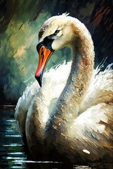 Swan, Contemporary oil painting (Ai generated)
