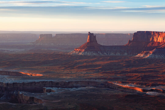 High Angle Scenic View Of Candlestick Tower Against Sky At Canyonlands National Park