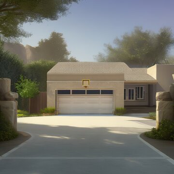 A Driveway With A Basketball Hoop 2_SwinIRGenerative AI