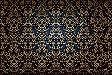 Luxury vintage background, seamless pattern, blue color (Ai generated)