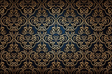 Luxury vintage background, seamless pattern, blue color (Ai generated)