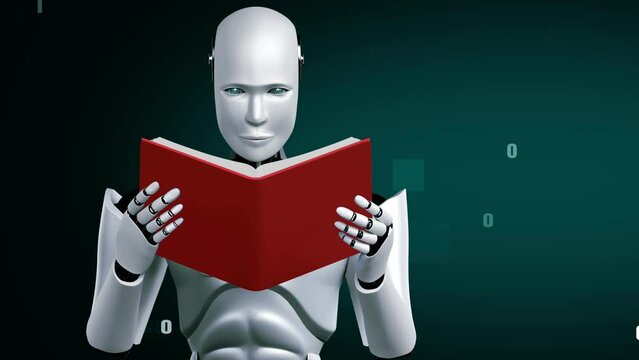 Futuristic robot artificial intelligence huminoid AI programming coding technology development and machine learning concept. Robotic bionic science research for future of human life. 3D rendering.