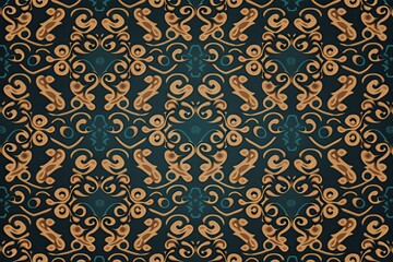 Seamless background luxury vintage pattern, blue color (Ai generated)