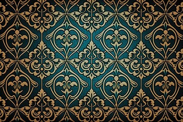 Seamless background luxury vintage pattern, blue color (Ai generated)
