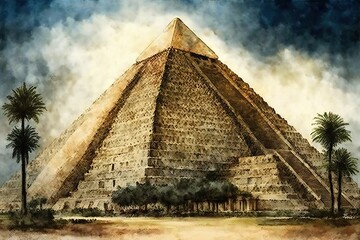 Pyramid egypt, watercolor art (Ai generated)