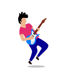 Fototapeta na wymiar illustration design of a man playing guitar. Flat vector 2D cartoon character illustration on white background