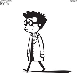 Hand drawn cartoon vector illustration of doctor.