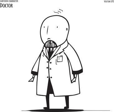 Hand drawn cartoon vector illustration of doctor.