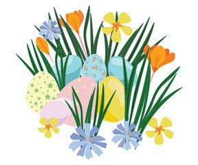 easter eggs and flowers