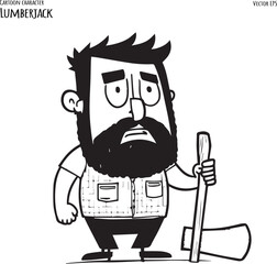 Hand drawn cartoon illustration of lumberjack. Vector