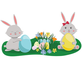 easter bunny with eggs