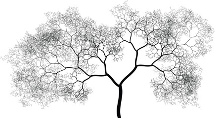 Tree silhouette. Binary fractal algorithmic design.