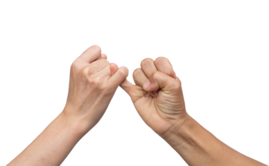 Hook each other's little finger.be hand in hand. Together concept.