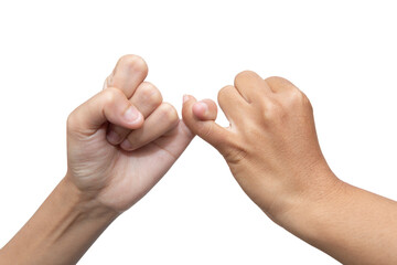 Hook each other's little finger.be hand in hand. Together concept.