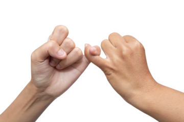 Hook each other's little finger.be hand in hand. Together concept.
