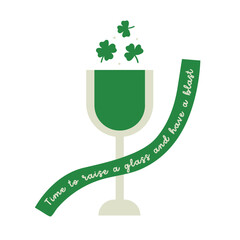 Saint Patrick's Day vector illustration concept green wine clover and typography. Flat illustration clipart for print design