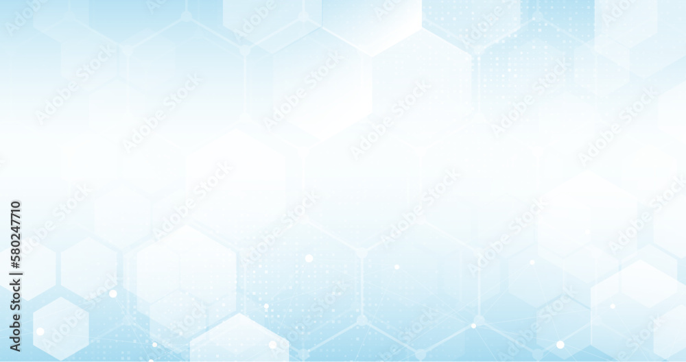 Poster abstract blue hexagon shape with science and health care concept background. vector illustration