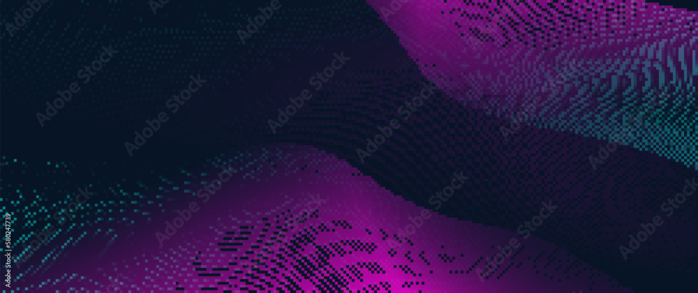 Poster abstract particle wavy background with futuristic technology digital hi-tech concept. banners, flyer