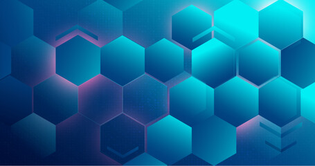 Fototapeta na wymiar Abstract blue hexagon shapes with science and digital, futuristic, technology concept background. Vector illustration