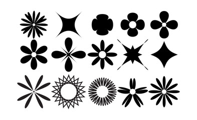 Daisy Chamomile. chamomile silhouette shape icon line set. Cute round flower plant nature collection. Decoration element. White background. Vector.