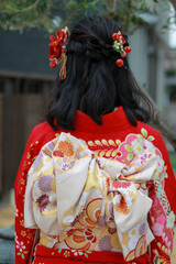 long-sleeved kimono, Japanese girl, 振袖
