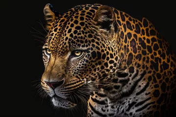 Foto op Plexiglas Beautiful leopard portrait. Wild cat. Printable artwork. Background or wallpaper.  Generative AI © Matyfiz