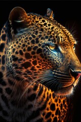 Fototapeta na wymiar Beautiful leopard portrait. Wild cat. Printable artwork. Background or wallpaper. Generative AI