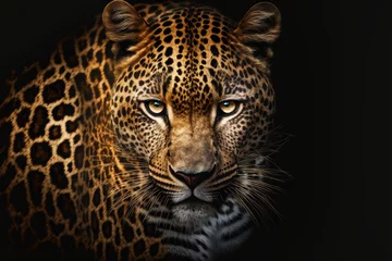 Foto op Plexiglas Beautiful leopard portrait. Wild cat. Printable artwork. Background or wallpaper.  Generative AI © Matyfiz