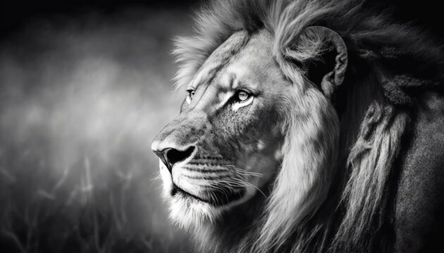 Beautiful lion portrait. Wild cat. Printable artwork. Background or wallpaper.  Generative AI