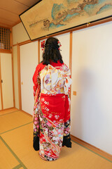 long-sleeved kimono, Japanese girl, 振袖